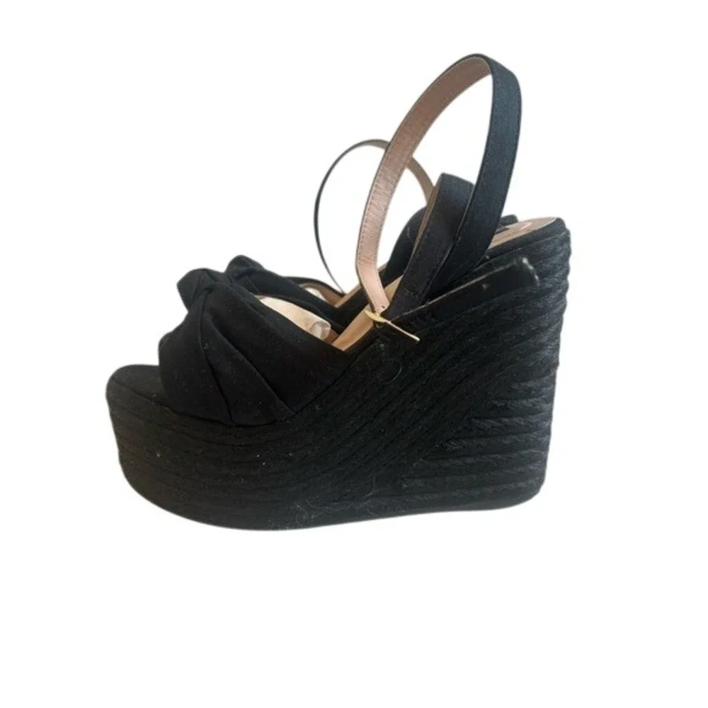 Lilas Black Wedge Platform Sandals Womens Size‎ 5
